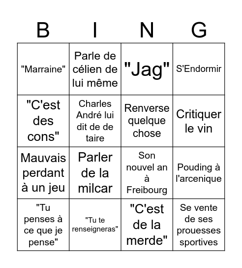 Noël Louis Bingo Card