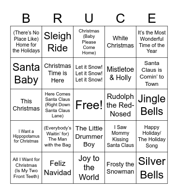 Christmas Bango Bingo Card