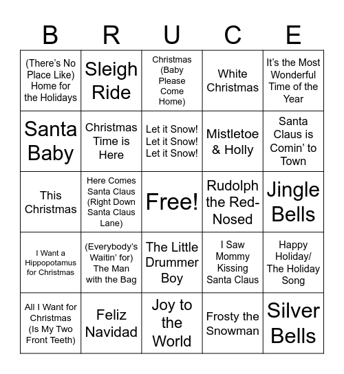 Christmas Bango Bingo Card