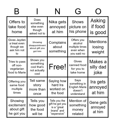 Dad Bingo Card