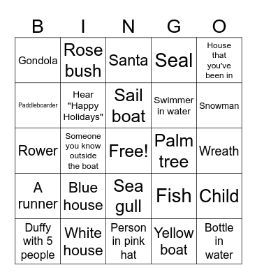 Duffy Boat Bingo Card