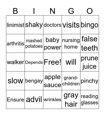 Senior Citizen Day Bingo Card