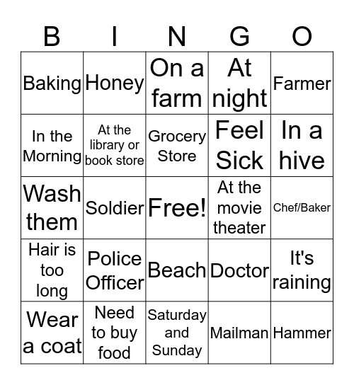 WH- Questions Bingo Card