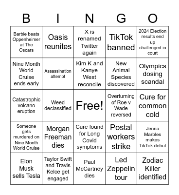 Claire’s 2024 Bingo Card