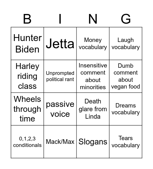 Lloyd Bingo Card