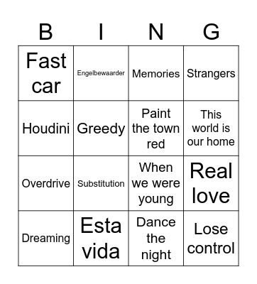 Nederlandse Top 40 Hits 2023 Bingo Card