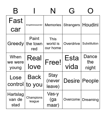 Nederlandse Top 40 Hits 2023 Bingo Card