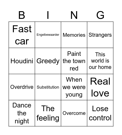 Nederlandse Top 40 Hits 2023 Bingo Card