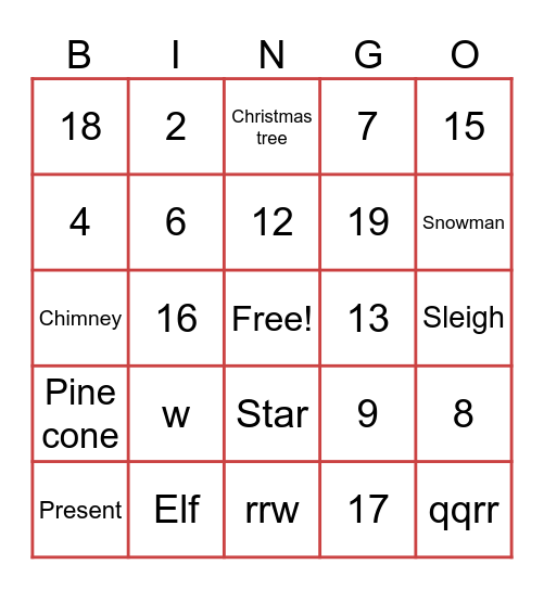 Ho Ho Ho Bingo Card