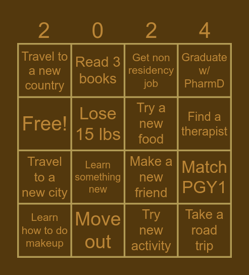 2024 Life Bingo 🤎 Bingo Card