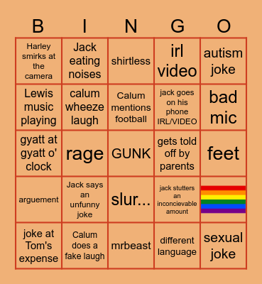 Tom's House Bingo Card