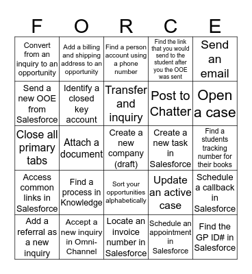 Salesforce  Bingo Card