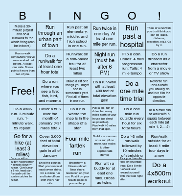 January Bingo Card