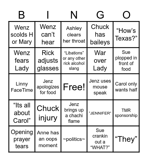 Merry Crunkmas Bingo Card