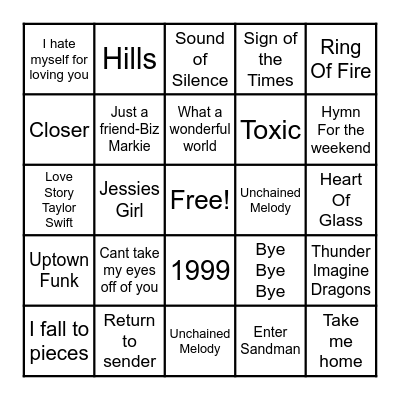 Music Bingo Trivia Bingo Card