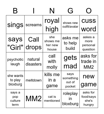 Molly bingo Card