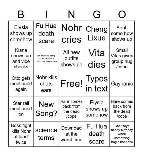 Nohr Chapter 42 Bingo Card