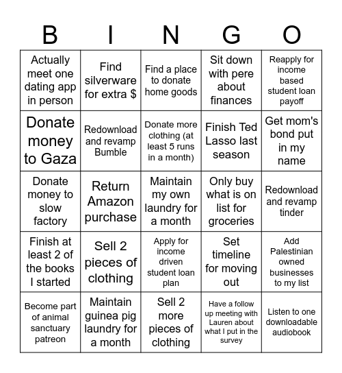 2023-2024 EJH the 1st Bingo Card