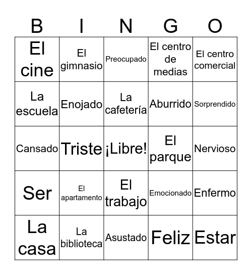 Es la hora de Bingo en líneal Bingo Card