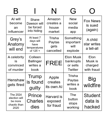 2024 Bingo Card