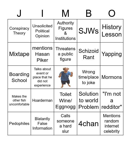 Fishtank Jimmy Bingo Card