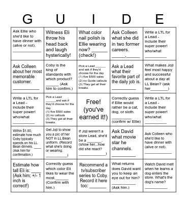 Finney Crossing Lead Bingo! Collect as many as you can (at least two rows, columns or diagonals, and turn your card in to one of them.  Prizes will be awarded, because you're amazing!!! (no double cross-offs) Bingo Card