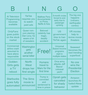 2024 Predictions Bingo Card