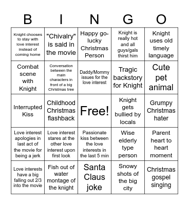 The Knight Before Christmas Bingo Card