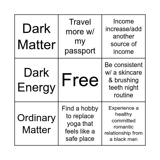 Bingos in Space Bingo Card