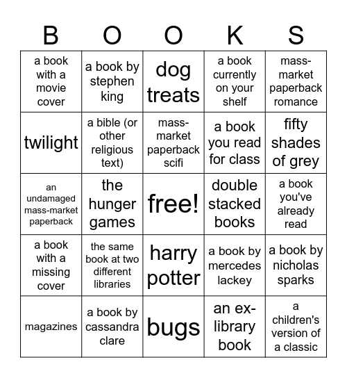 LITTLE FREE LIBRARY BINGO Card