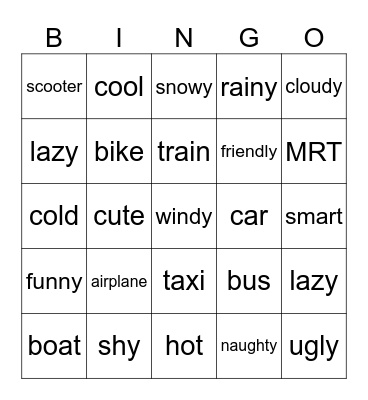 B3 U1-U3 Word Bingo Card