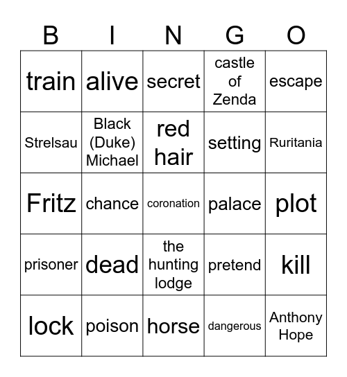 Prisoner of Zenda Bingo Card