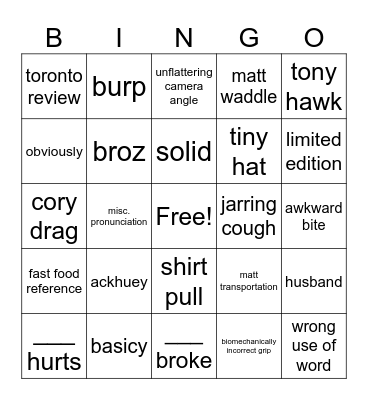 BigCTV Bingo Card