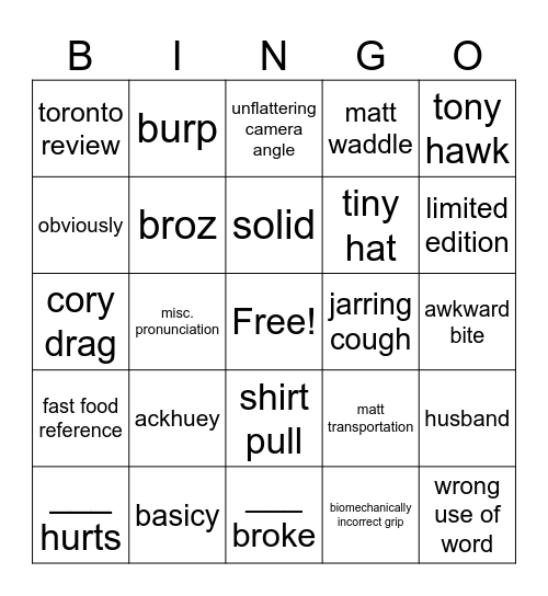 BigCTV Bingo Card