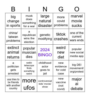 2024 Bingo Card