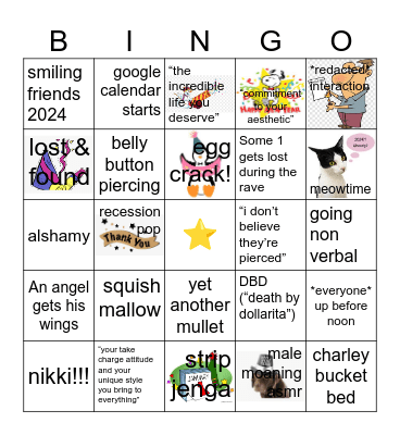 New Years 2024 Bingo Card