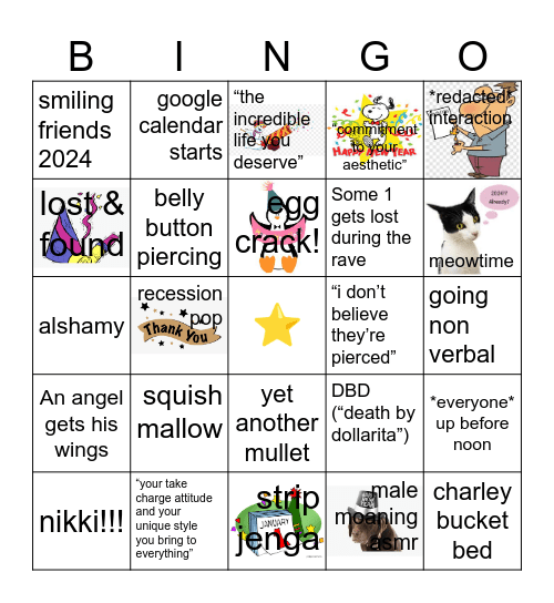 New Years 2024 Bingo Card