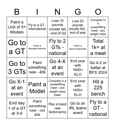 40k Hobby Bingo 2024 Bingo Card