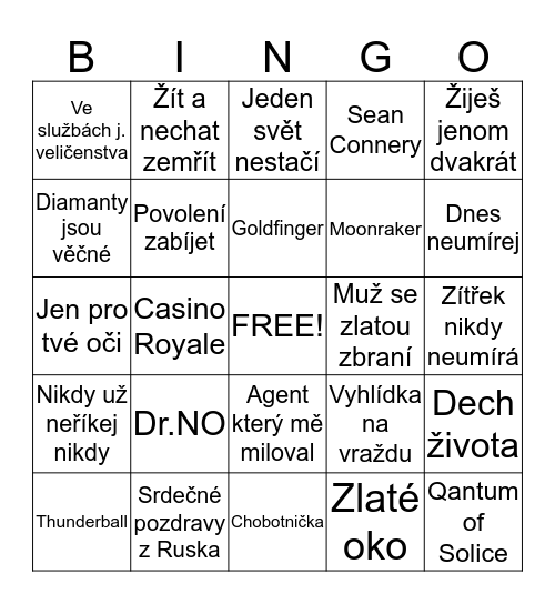 James Bond Bingo Card
