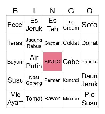 Nadisha's Bingo Card