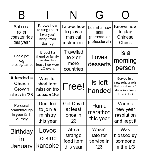 LifeGroup Bingo (HG) Bingo Card