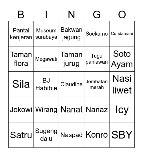 Lala’s Bingo Card