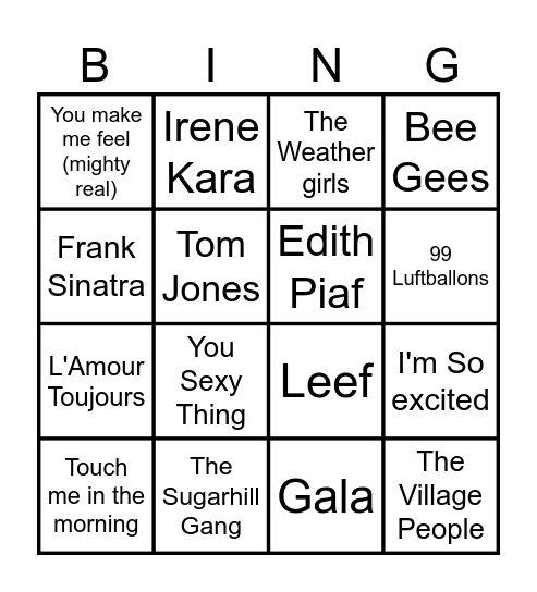 Dam-Disco Bingo Card