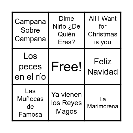 BINGO DE VILLANCICOS Bingo Card