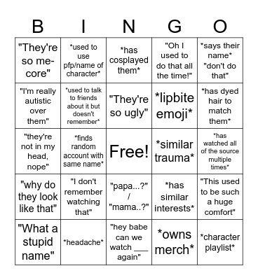 New Person Drop Bingo Card