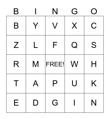 ALPHABET Bingo Card