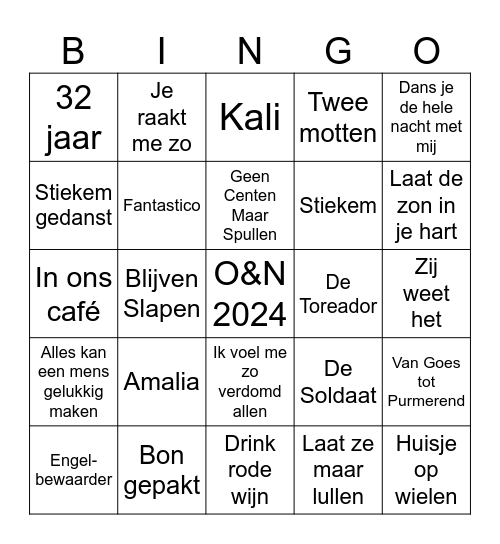 Oud & Nieuw 2024 Bingo Card