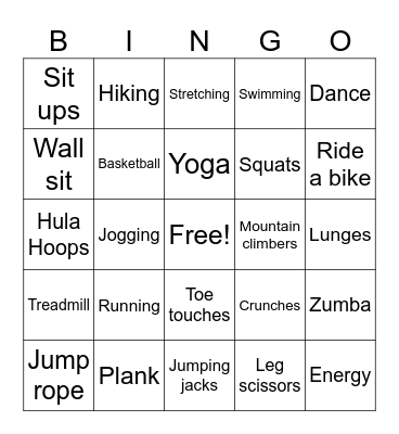 Fitness bingo Card