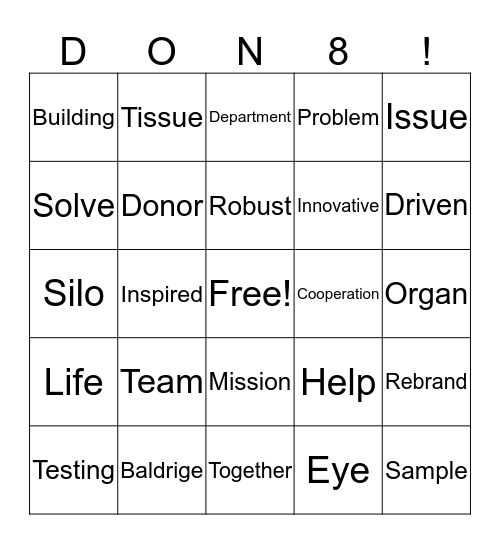 Team Lead Team Building Bingo Card
