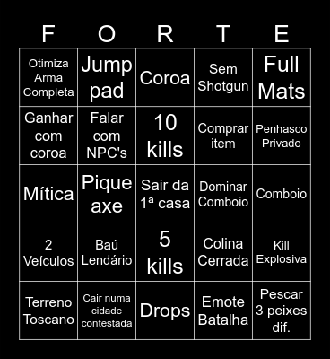 Fortnite Capitulo 5 temporada 1 Bingo Card